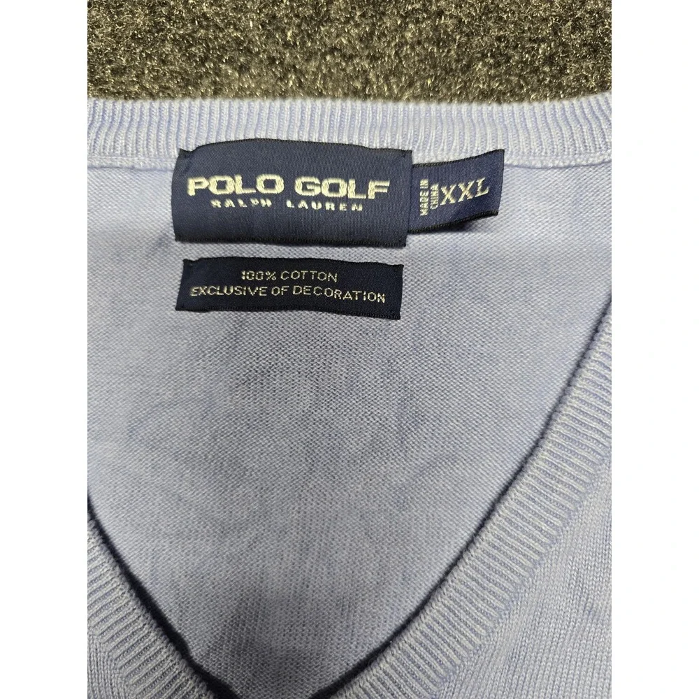 Polo Golf‎ Ralph Lauren Men's 100% Cotton Blue Sweater Vest Size XXL